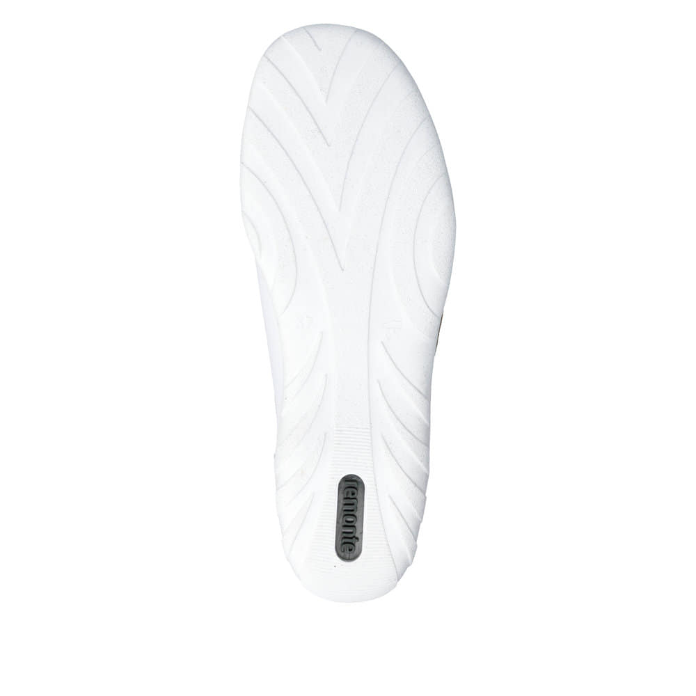Weißsilberne vegane remonte Damen Schnürschuhe R3408-82 mit einem Reißverschluss. Schuh Laufsohle.