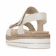 Beige remonte Keilsandaletten D0Q59-61 mit einem Klettverschluss. Schuh von hinten.
