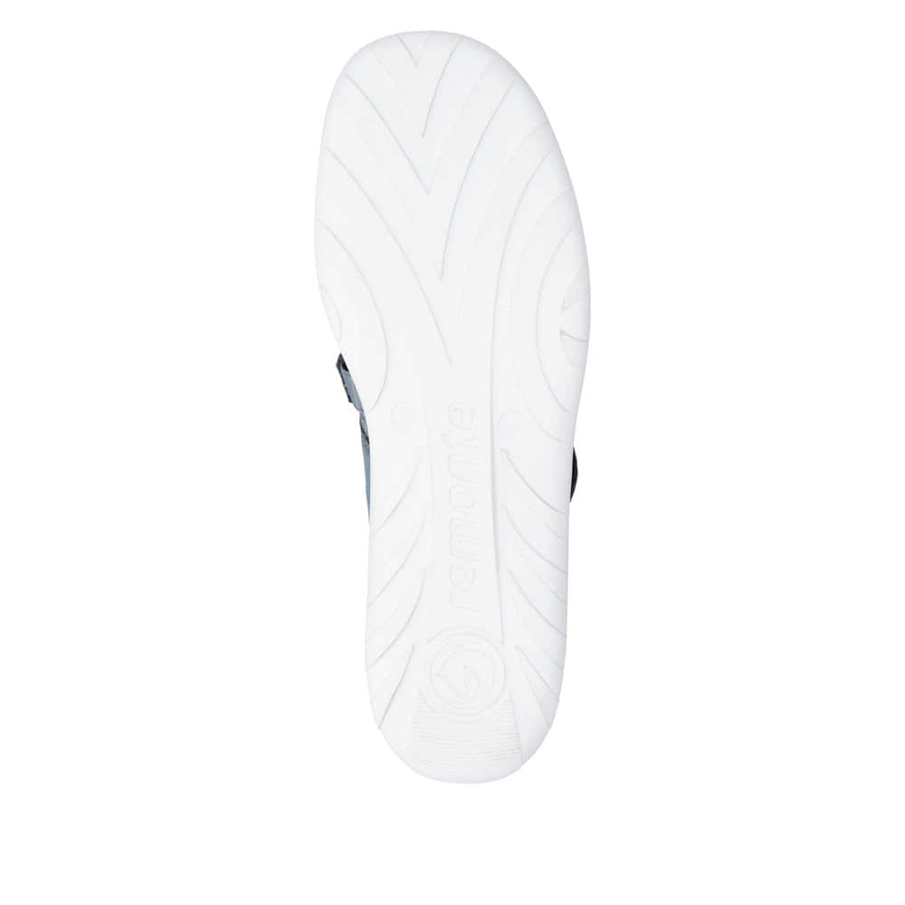 Blaue remonte Ballerinas R3510-13 mit einem Klettverschluss sowie Komfortweite G. Schuh Laufsohle.