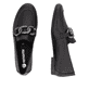 Schwarze remonte Damen Loafer D0K09-00 mit einem Gummizug. Schuh von oben, liegend.