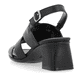 Schwarze remonte Riemchensandaletten D1K53-00 mit Klettverschluss. Schuh von hinten.