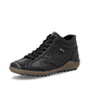 Schwarz-bronzene remonte Damen Schnürstiefel R1454-03. Schuh seitlich schräg.