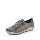 Graue remonte Damen Schnürschuhe R1402-44 mit wasserabweisender TEX-Membran. Schuh seitlich schräg.