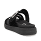 Schwarze remonte Damen Pantoletten D2N53-02 mit einem Klettverschluss. Schuh von hinten.