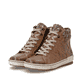 Cognacfarbene remonte Damen Schnürstiefel D0784-22. Schuhpaar seitlich schräg.