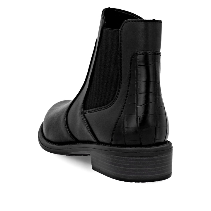 Schwarze remonte Chelsea Boots D0F70-00 mit einem Reißverschluss. Schuh von oben.