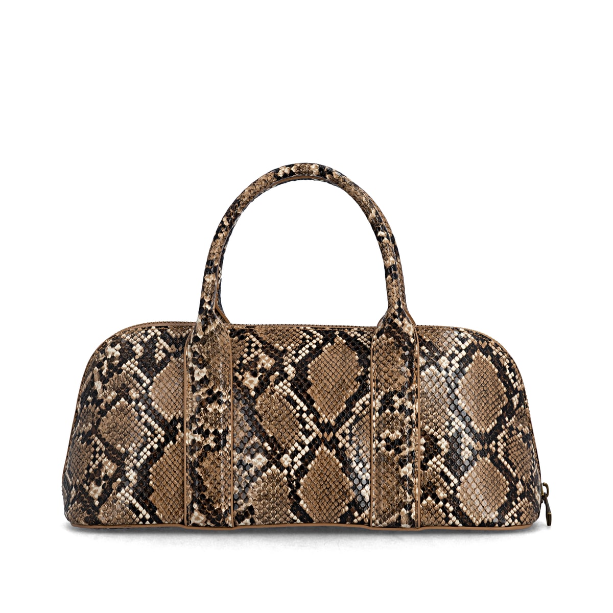 Sac à main remonte Q0673-25 avec motif serpent avec poignée de transport, bandoulière et poche intérieure. Arrière.