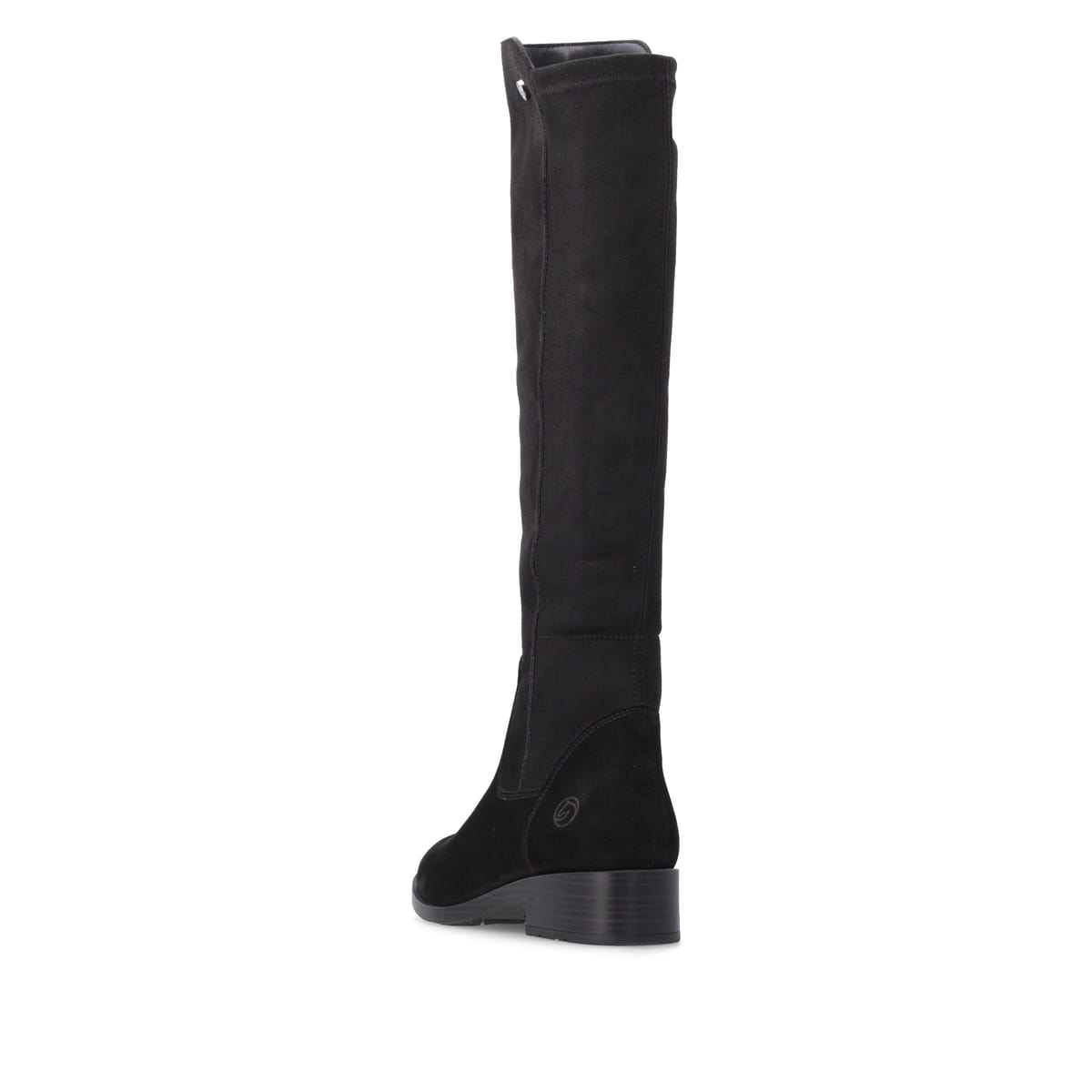 Bottes cuissardes remonte noires femmes D3U70-00 avec fermeture éclair. Chaussure vue de l'arrière.