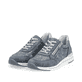 Blaue remonte Damen Sneaker Low R6700-13 mit Reißverschluss sowie Komfortweite G. Schuhpaar seitlich schräg.