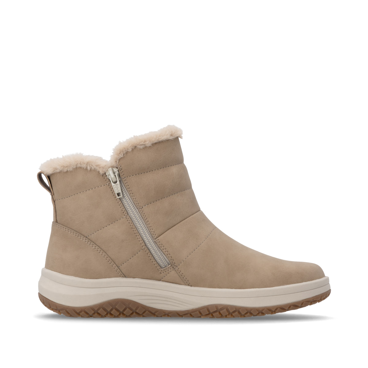 Camelfarbene remonte Damen Kurzstiefel D3Q71-20. Schuh Innenseite.