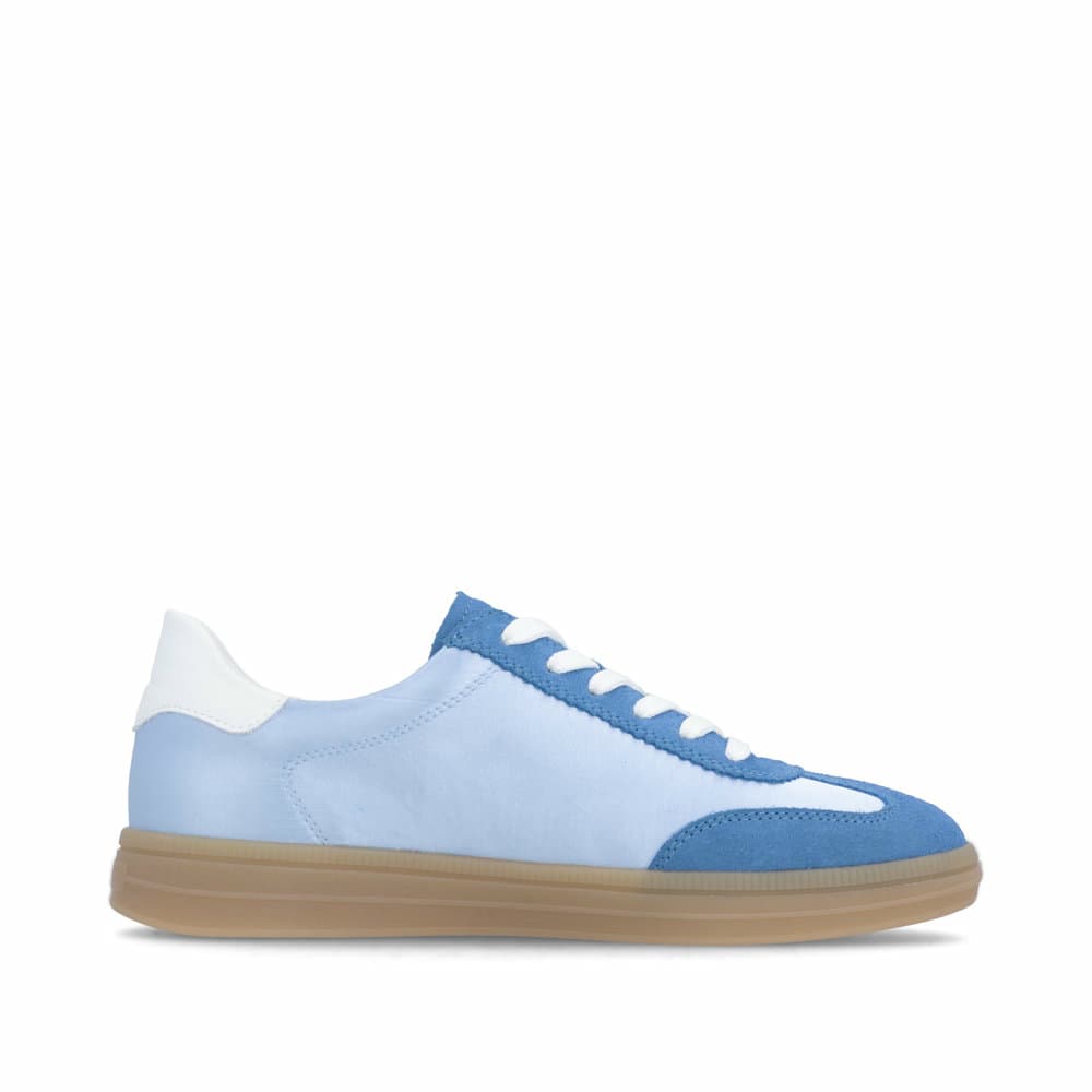 Baskets basses remonte bleues pour femme D2C01-10 avec lacets. Côté intérieur de la chaussure.