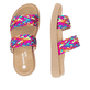 Mehrfarbige vegane remonte Damen Pantoletten D2N52-90 mit einem Gummizug. Schuh von oben, liegend.