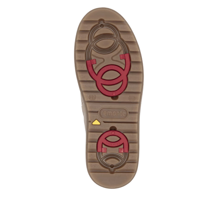 Camelfarbene remonte Damen Schnürstiefel D0U78-20 mit Flip-Grip Sohle. Schuh Laufsohle.