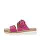 Magentafarbene remonte Damen Pantoletten D0Q51-31 mit einem Klettverschluss. Schuh Außenseite.