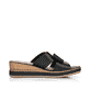 Schwarze remonte Damen Pantoletten D6456-00 mit einem Gummizug. Schuh Innenseite.