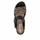 Schwarze remonte Keilsandaletten D2L53-03 mit angesagtem Animal-Print. Schuh von oben.
