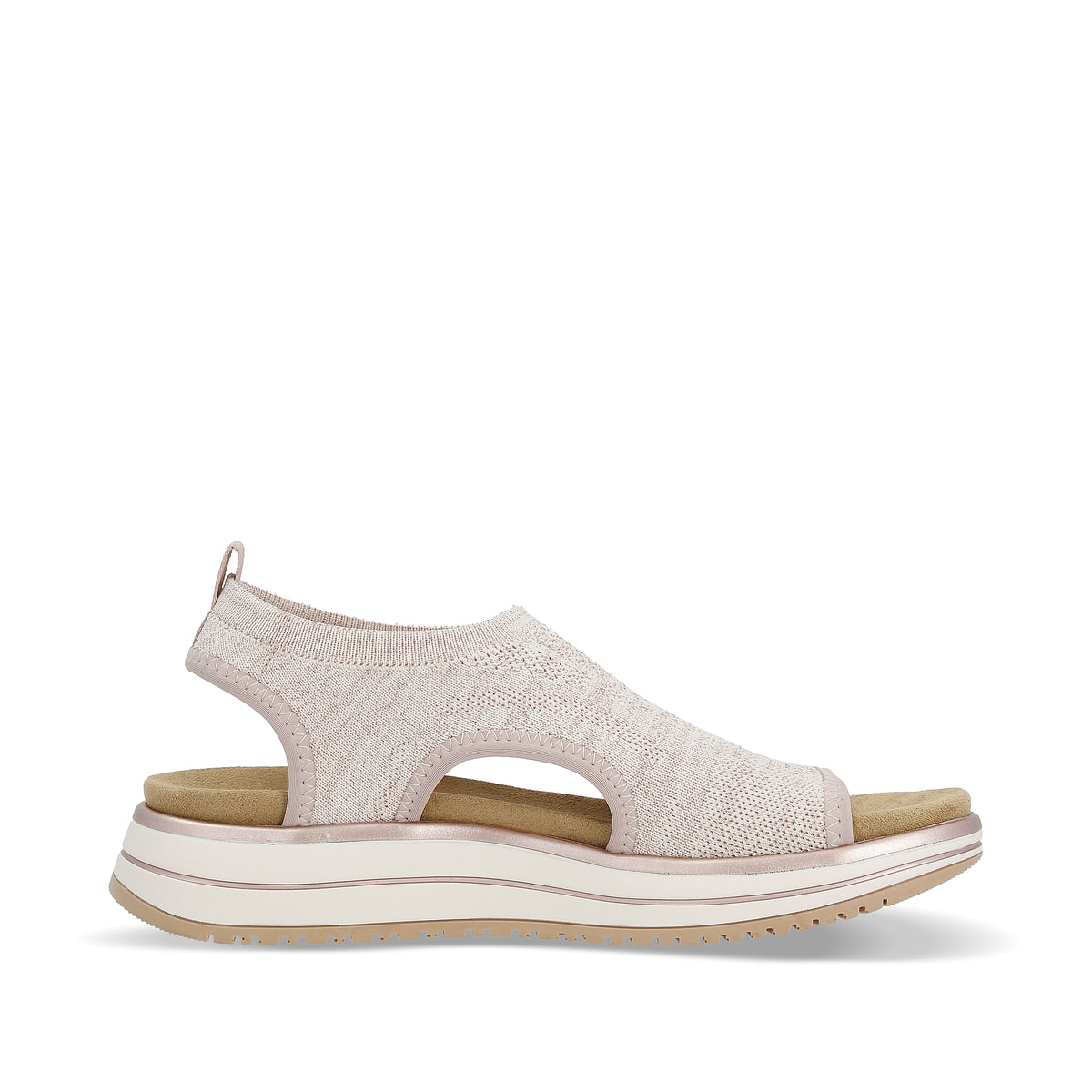 Puderrosane remonte Damen Riemchensandalen D1J52-31 mit einem Elastikeinsatz. Schuh Innenseite.