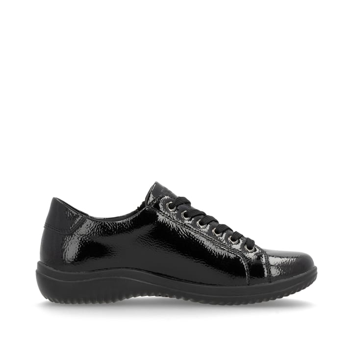Schwarze remonte Damen Schnürschuhe D1E03-01 mit einem Reißverschluss. Schuh Innenseite.