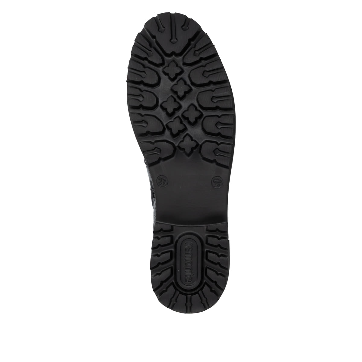 Vegane, schwarze remonte Damen Schnürstiefel D8683-03 mit einem Reißverschluss. Schuh Laufsohle.