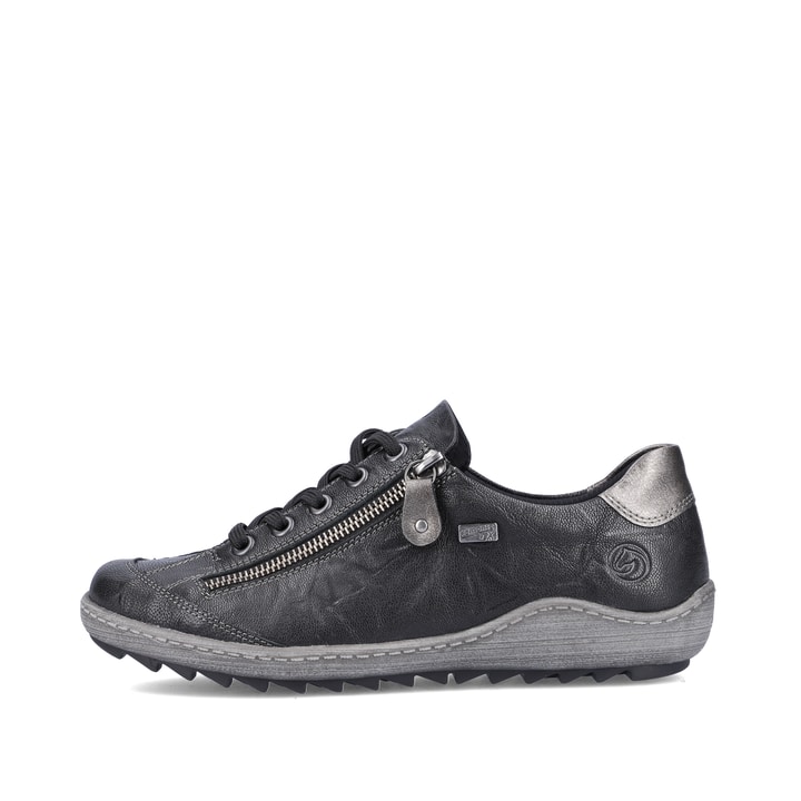 
Tiefschwarze remonte Damen Schnürschuhe R1402-06 mit Schnürung und Reißverschluss. Schuh Außenseite