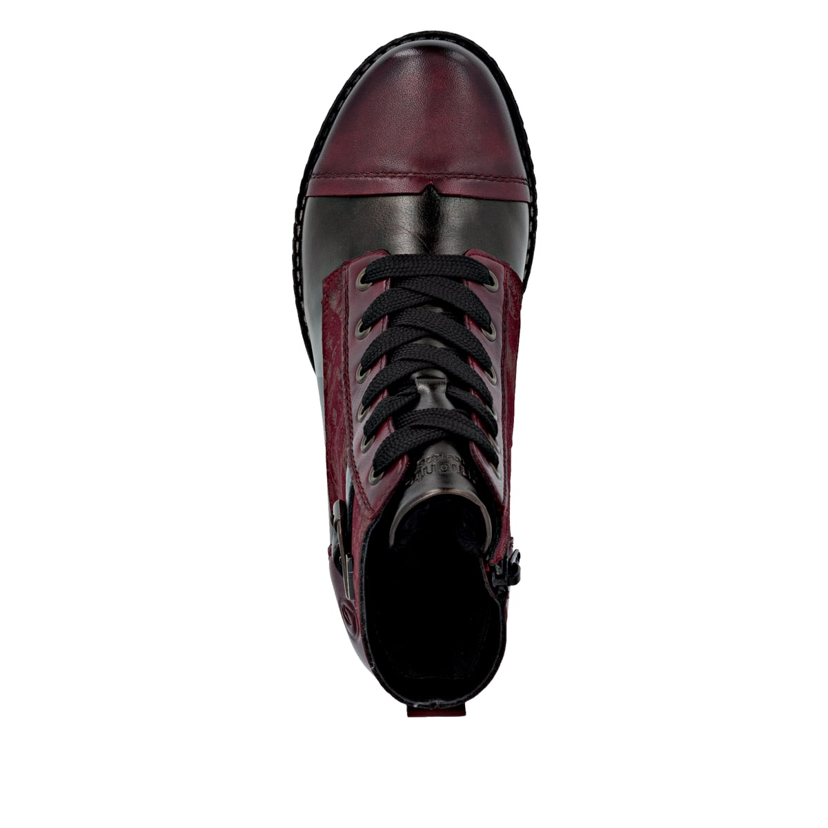Bottes à lacets remonte rouges femmes D4381-35 avec membrane remonteTEX. Chaussure vue de dessus.