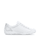Weißsilberne vegane remonte Damen Schnürschuhe R3408-82 mit einem Reißverschluss. Schuh Innenseite.