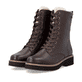 Dunkelbraune remonte Damen Schnürstiefel D3A73-25. Schuhpaar seitlich schräg.