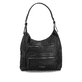 Sac bandoulière remonte Q0725-00 en noir avec un compartiment principal spacieux, fermeture éclair et deux poches extérieures. Face avant.