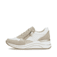 Weiße vegane remonte Damen Sneaker Low D0T01-80 mit einem Reißverschluss. Schuh Außenseite.