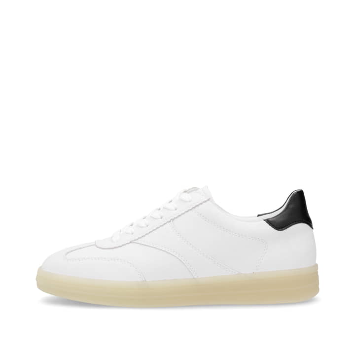 Weiße remonte Damen Sneaker Low D2C01-82 mit Schnürung sowie der Komfortweite G. Schuh Außenseite.
