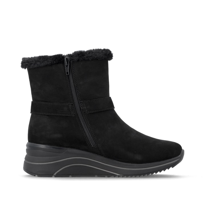 Schwarze remonte Damen Kurzstiefel D0T82-02 mit wasserabweisender TEX-Membran. Schuh Innenseite.