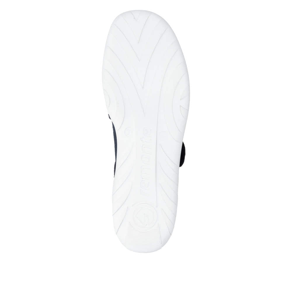 Blaue remonte Ballerinas R3519-14 mit einem Klettverschluss sowie Komfortweite G. Schuh Laufsohle.