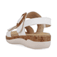 Weiße remonte Riemchensandalen R6853-80 mit einem Klettverschluss. Schuh von hinten.
