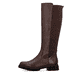 Braune remonte Hochschaftstiefel D2S74-25 mit einem Reißverschluss. Schuh Außenseite.