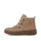 Camelfarbene remonte Damen Schnürstiefel D4A72-20 mit Mokassin-Optik. Schuh Außenseite.