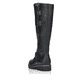 
Nachtschwarze remonte Damen Hochschaftstiefel R6590-01 mit einer Profilsohle. Schuh von hinten