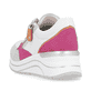 Graue vegane remonte Damen Sneaker D0T01-81 mit einem Reißverschluss. Schuh von hinten.