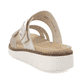 Metallische vegane remonte Damen Pantoletten D2048-91 mit einem Klettverschluss. Schuh von hinten.