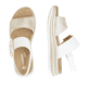 Weiße remonte Riemchensandalen D1J53-80 mit einem Klettverschluss. Schuh von oben, liegend.