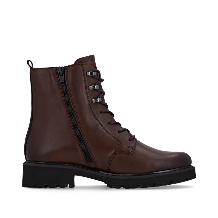 Braune remonte Damen Schnürstiefel D8656-25 mit wasserabweisender TEX-Membran. Schuh von hinten.