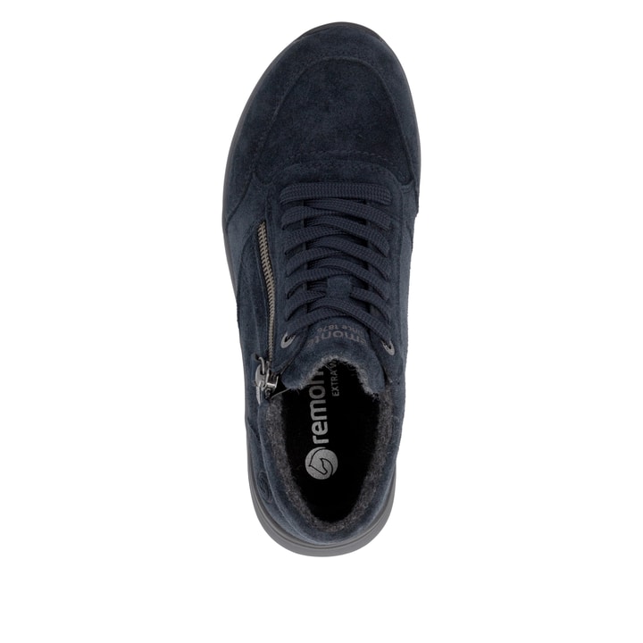 Dunkelblaue remonte Damen Sneaker D3V71-14 mit wasserabweisender TEX-Membran. Schuh von oben.