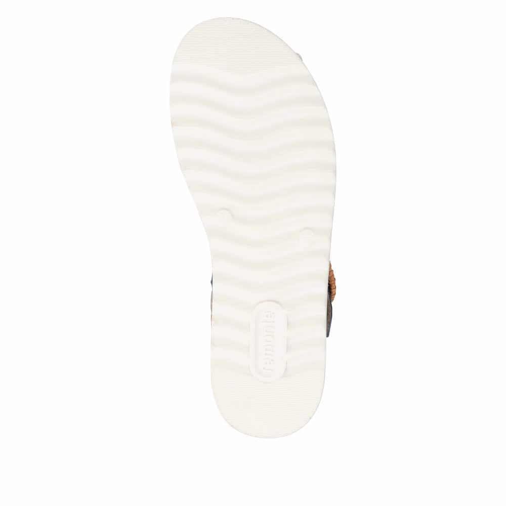 Sandales à lanières remonte bleues femme D0Q52-14 avec boucle tendance. Semelle extérieure de la chaussure.