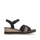 Schwarze remonte Keilsandaletten D6461-02 mit einem Klettverschluss. Schuh Innenseite.