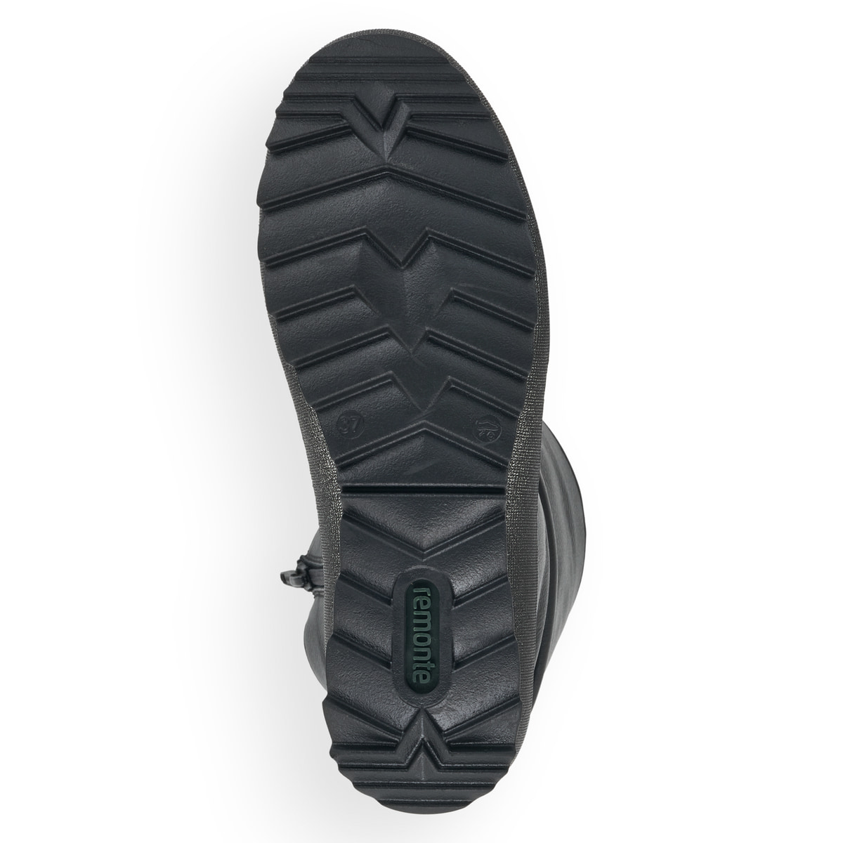 
Tiefschwarze remonte Damen Kurzstiefel R8471-01 mit einer flexiblen Profilsohle. Schuh Laufsohle