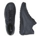 Dunkelblaue remonte Damen Schnürstiefel R1477-15 mit einem Reißverschluss. Schuh von oben, liegend.