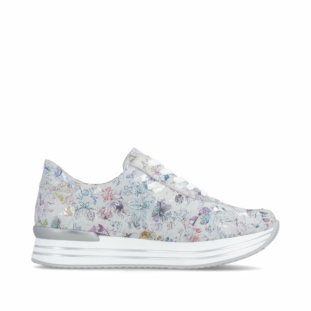 Mehrfarbige remonte Damen Sneaker Low D1326-90 mit floralem Muster. Schuh Innenseite.