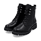 Schwarze remonte Damen Schnürstiefel D8656-00 mit wasserabweisender TEX-Membran. Schuhpaar seitlich schräg.
