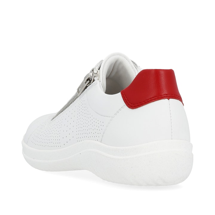 Lilienweiße remonte Damen Schnürschuhe D1E02-80 mit einem Reißverschluss. Schuh von hinten.