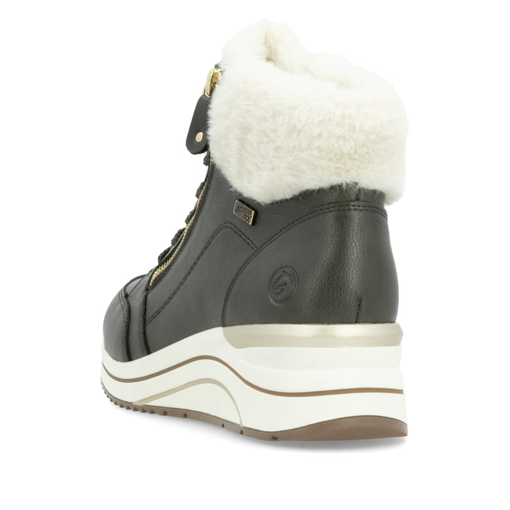 Grüne remonte Damen Schnürstiefel D0T77-52 mit wasserabweisender TEX-Membran. Schuh von oben.