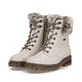 Weiße remonte Damen Schnürstiefel D0B74-80 mit wasserabweisender TEX-Membran. Schuhpaar seitlich schräg.